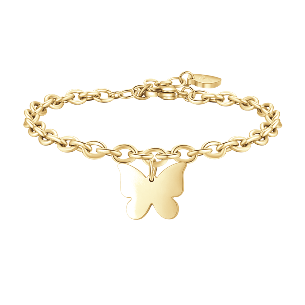 BRACELET D'ACIER DORÉ POUR FEMME AVEC PAPILLON Luca Barra