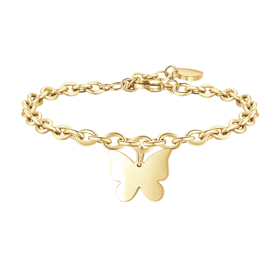 BRACELET D'ACIER DORÉ POUR FEMME AVEC PAPILLON Luca Barra