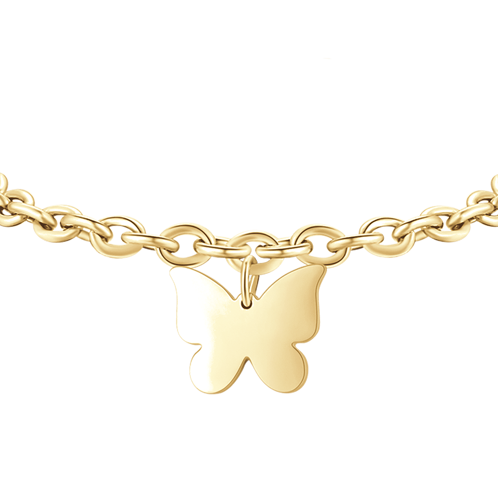 BRACELET D'ACIER DORÉ POUR FEMME AVEC PAPILLON Luca Barra