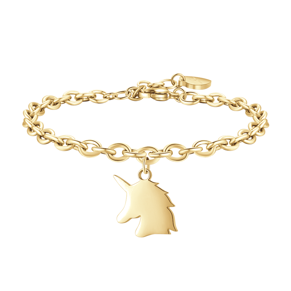 BRACELET D'ACIER DORÉ POUR FEMME AVEC UNICORNO Luca Barra