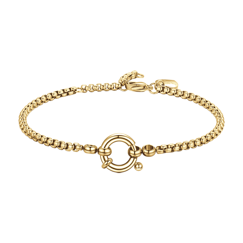 BRACELET EN ACIER DORÉ POUR FEMME AVEC BAGUE Luca Barra