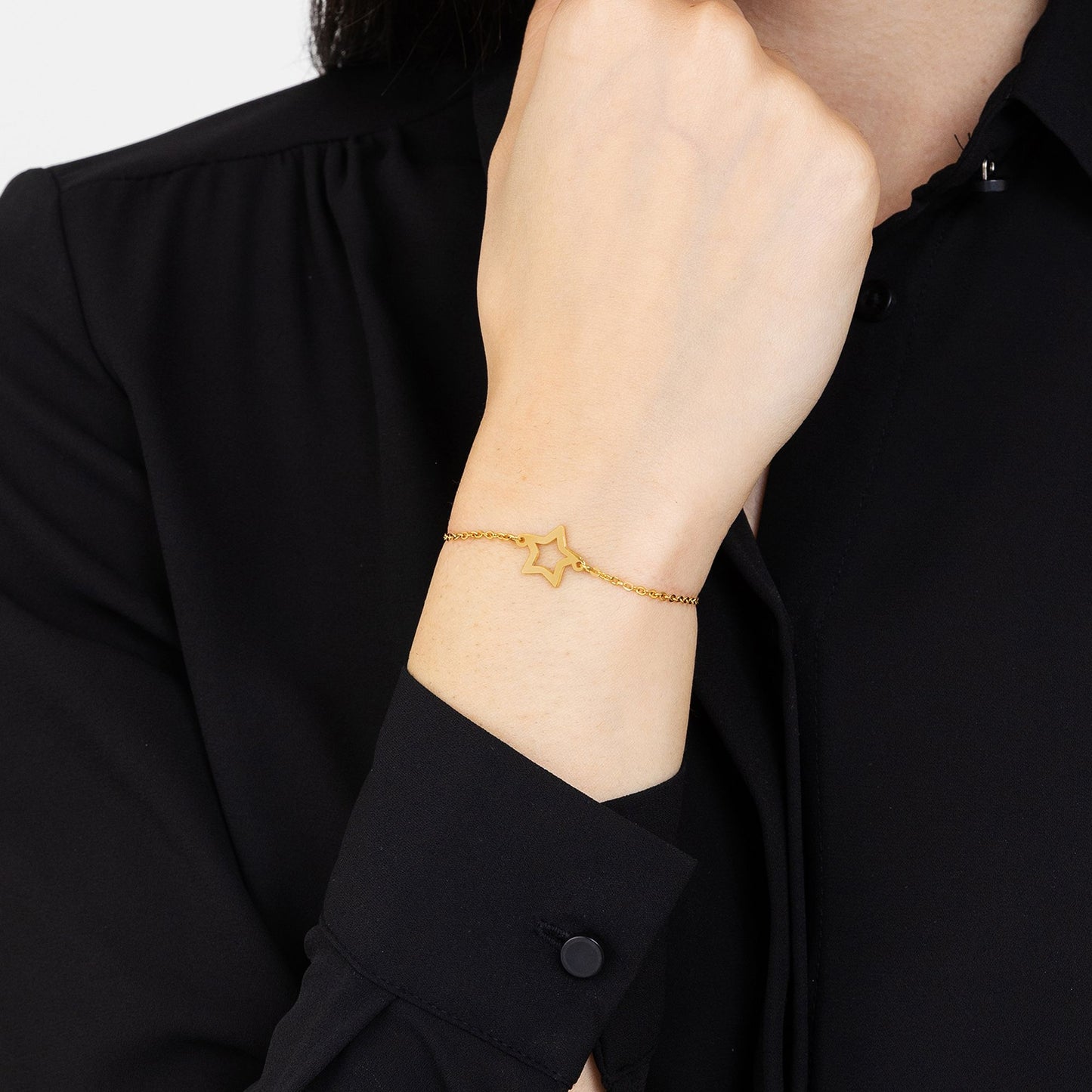 BRACELET D'ACIER DORÉ POUR FEMME AVEC ÉTOILE VOIDE Luca Barra