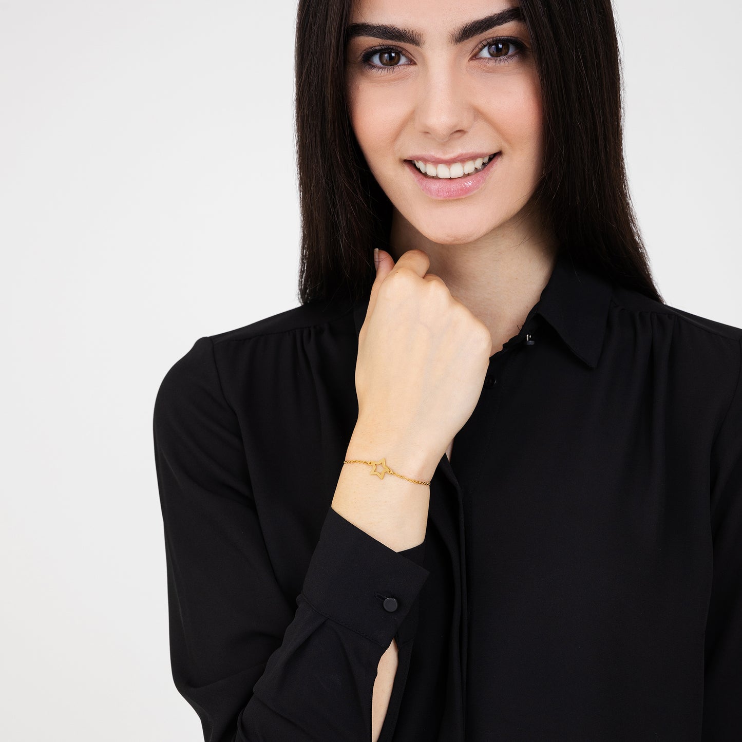 BRACELET POUR FEMME EN ACIER PLAQUÉ OR HOLLOW STAR