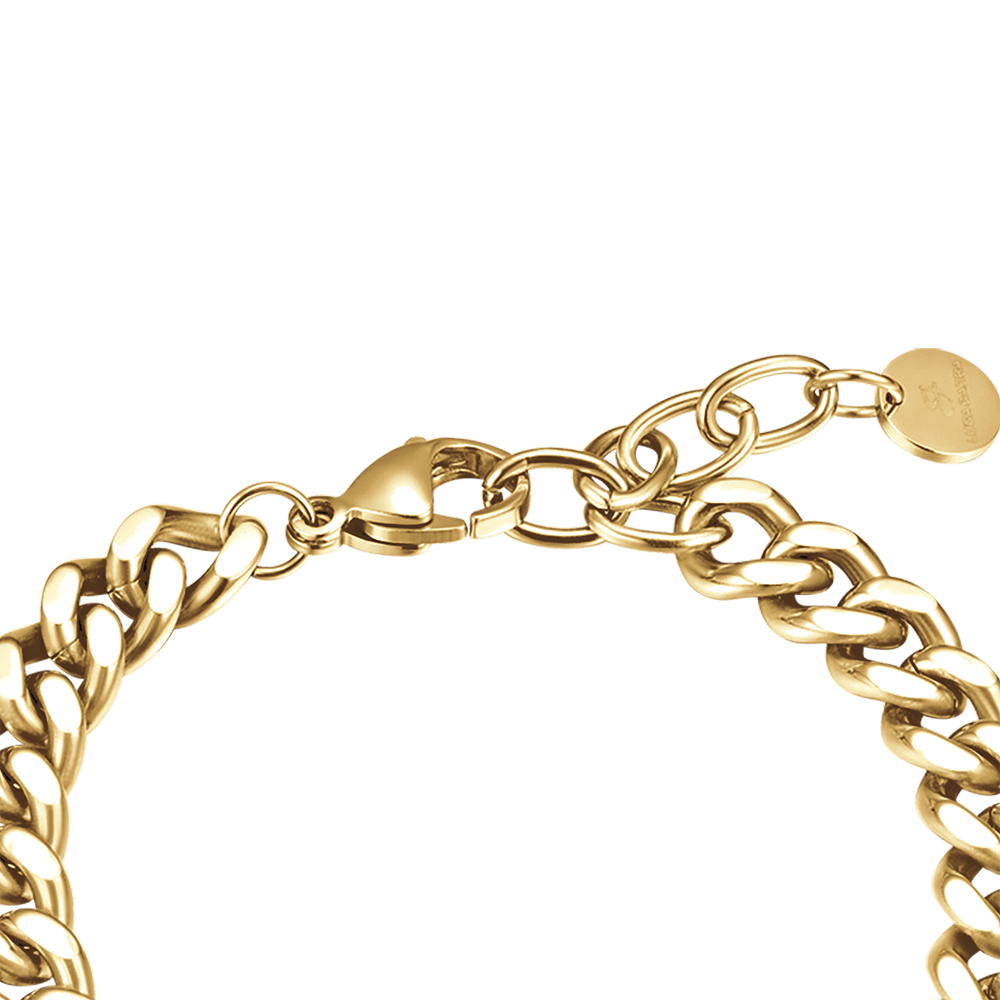 BRACELET FEMME EN ACIER PLAQUÉ OR AVEC ÉLÉMENTS ET CRISTAUX BLANCS