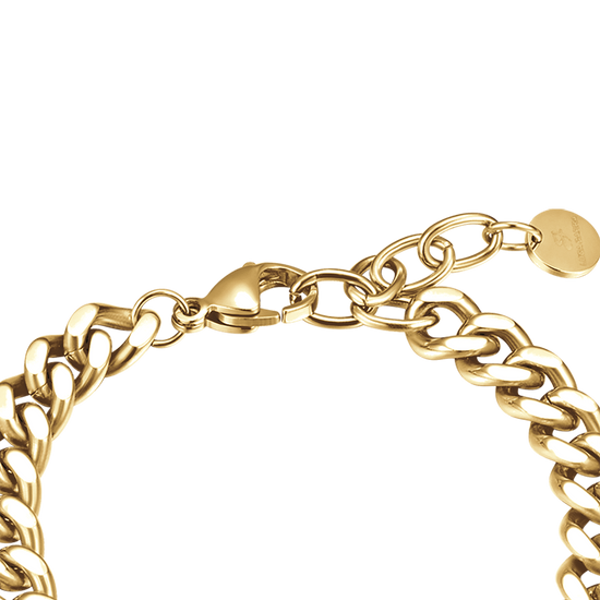 BRACELET FEMME EN ACIER PLAQUÉ OR AVEC ÉLÉMENTS ET CRISTAUX BLANCS