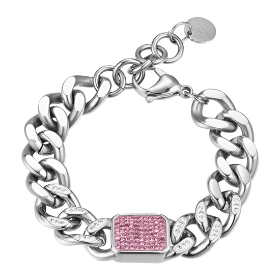 BRACELET EN ACIER POUR FEMME AVEC CRISTAUX DE FUCHSIA Luca Barra