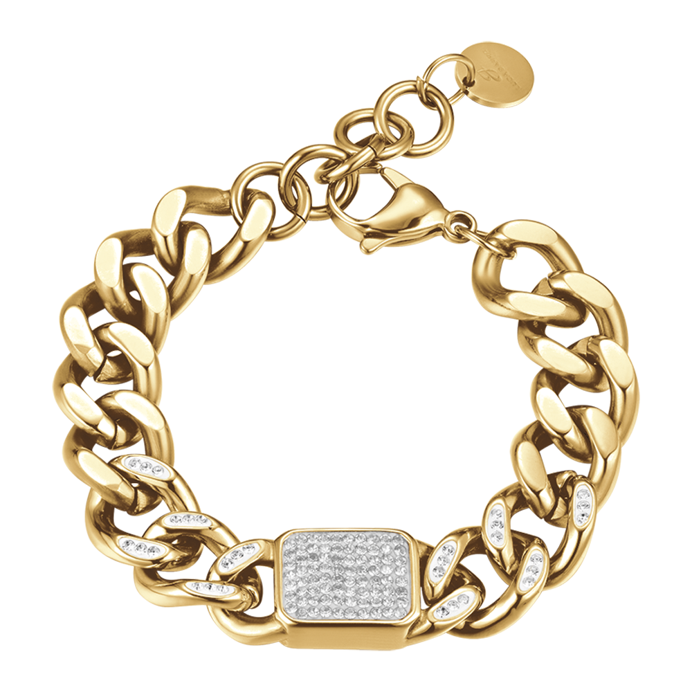 BRACELET POUR FEMME EN ACIER DORÉ ET CRISTAUX BLANCS Luca Barra