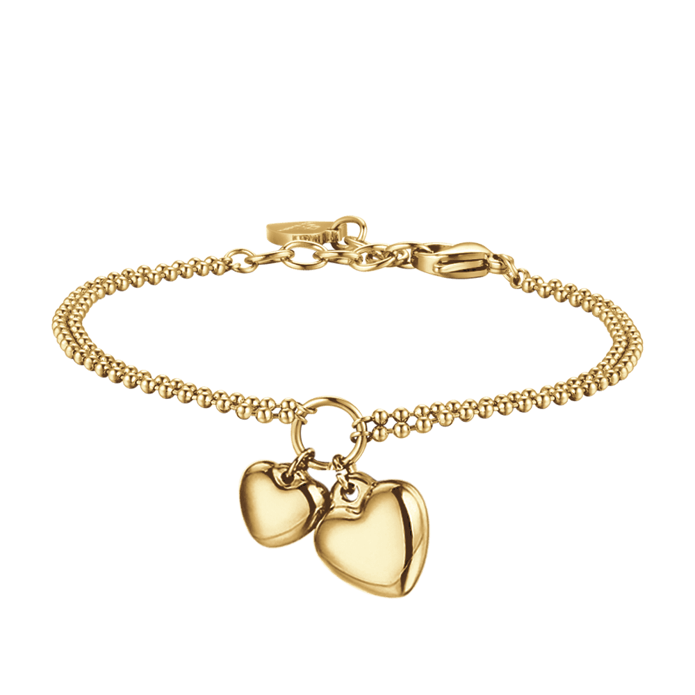BRACELET FEMME EN ACIER DORÉ IP AVEC DES CŒURS DE DIFFÉRENTES TAILLES