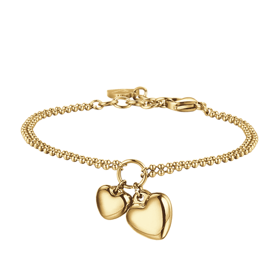 BRACELET FEMME EN ACIER DORÉ IP AVEC DES CŒURS DE DIFFÉRENTES TAILLES