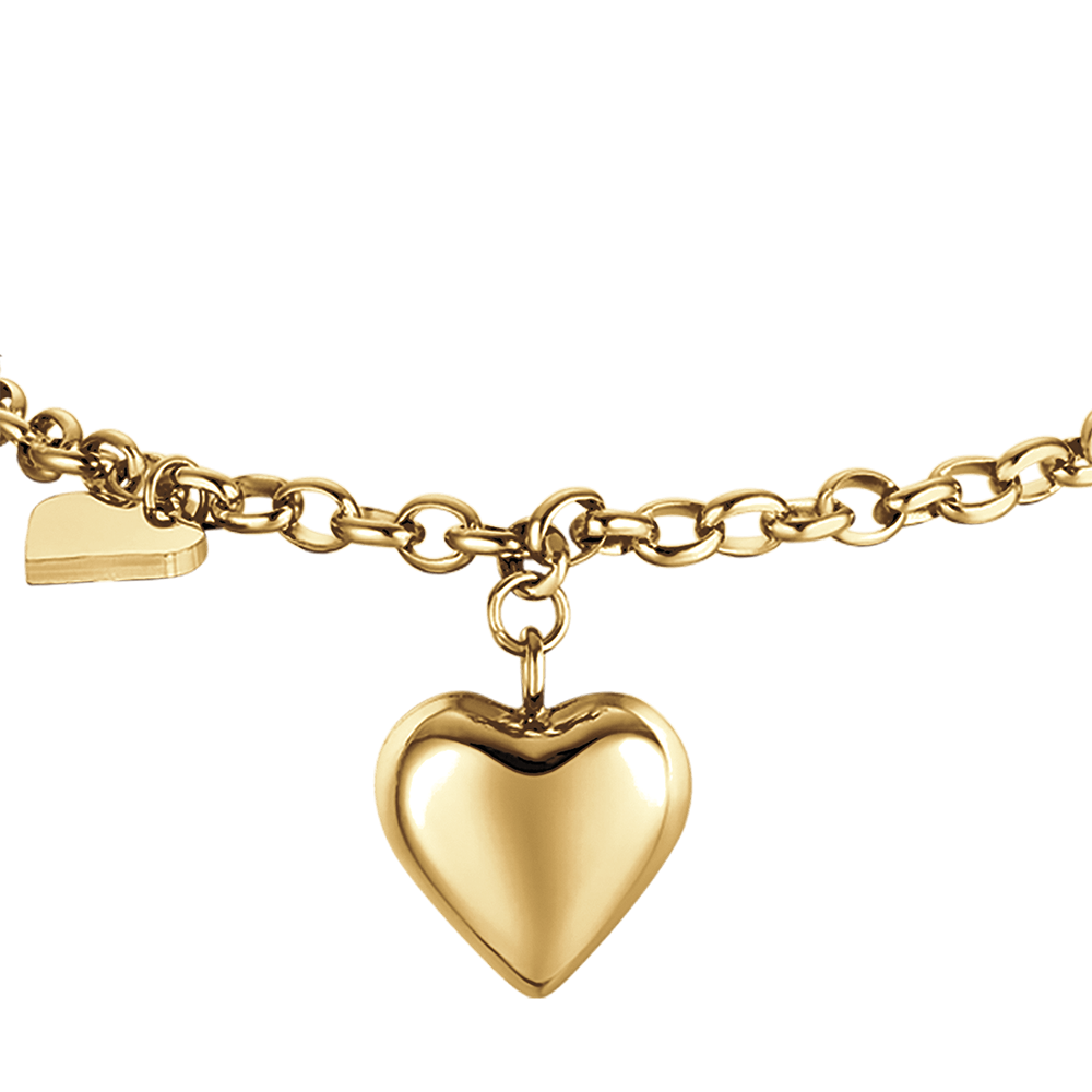 BRACELET FEMME IP EN ACIER DORÉ AVEC CŒURS