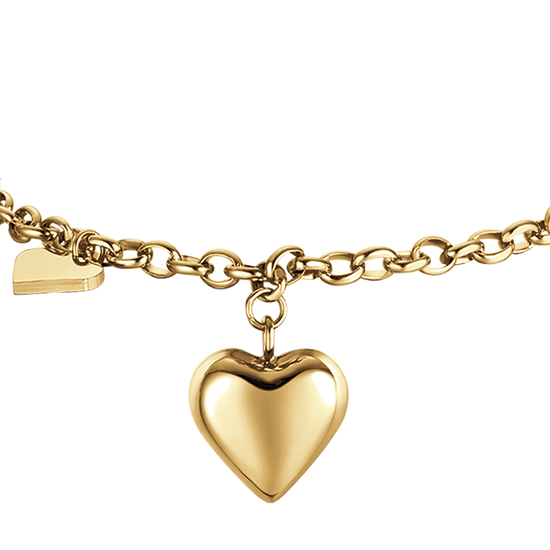 BRACELET FEMME IP EN ACIER DORÉ AVEC CŒURS