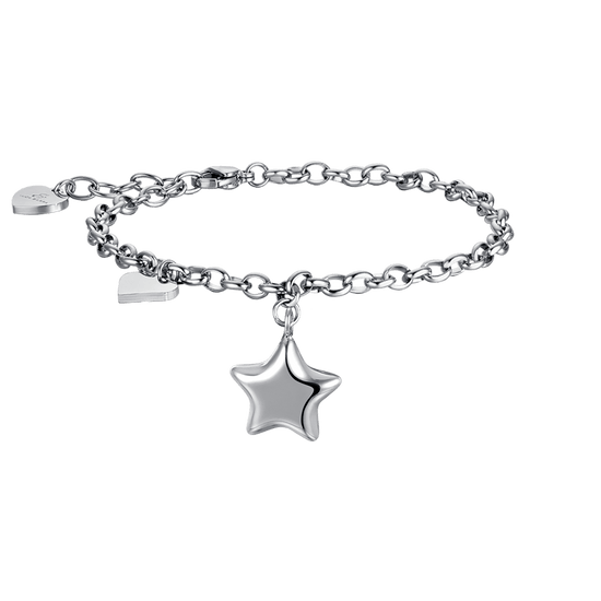 BRACELET FEMME EN ACIER DORÉ IP AVEC ÉTOILE ET CŒUR