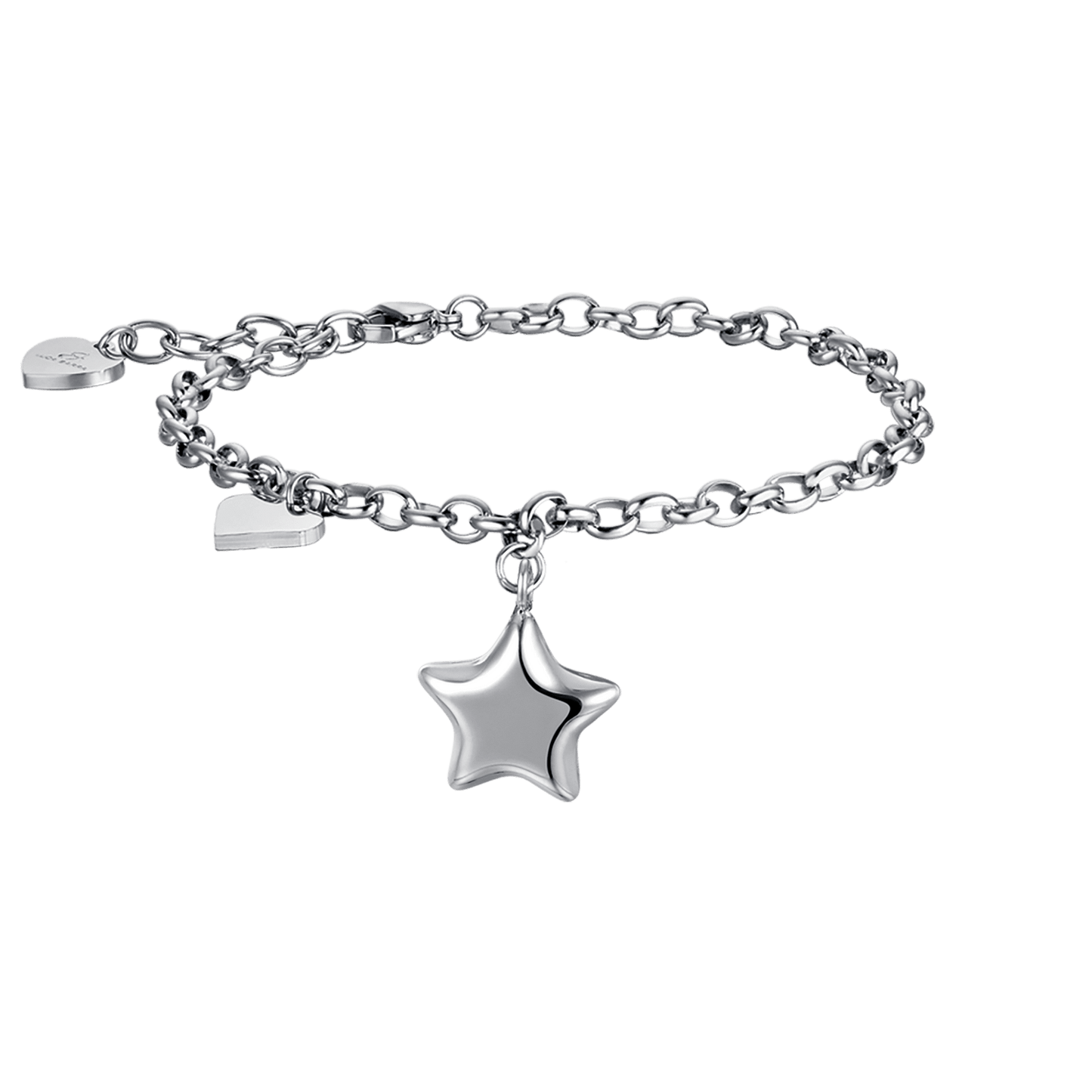 BRACELET FEMME EN ACIER DORÉ IP AVEC ÉTOILE ET CŒUR