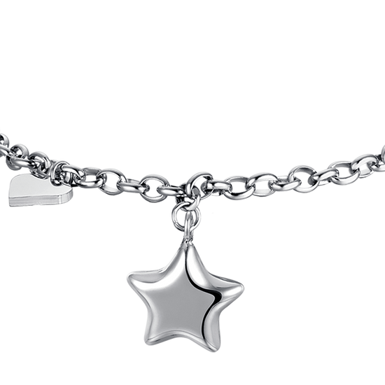 BRACELET FEMME EN ACIER DORÉ IP AVEC ÉTOILE ET CŒUR