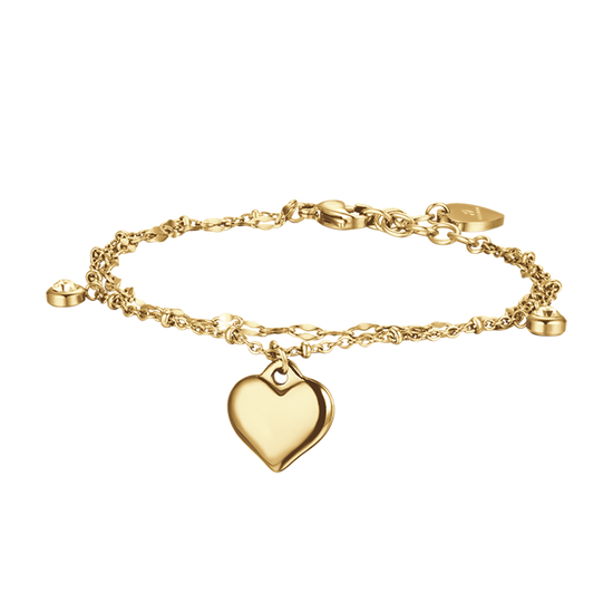 BRACELET POUR FEMME EN ACIER ET OR IP AVEC CŒUR ET CRISTAUX BLANCS