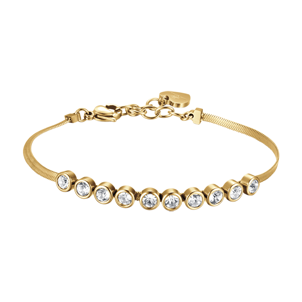 BRACELET POUR FEMME EN ACIER D'OR AVEC PIERRES BLANCHES Luca Barra