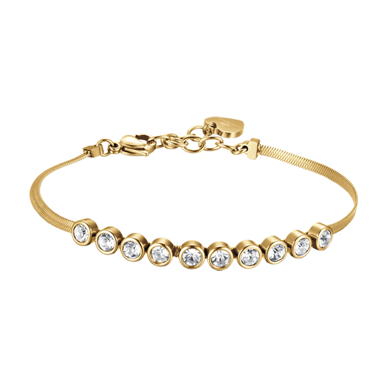 BRACELET POUR FEMME EN ACIER D'OR AVEC PIERRES BLANCHES Luca Barra