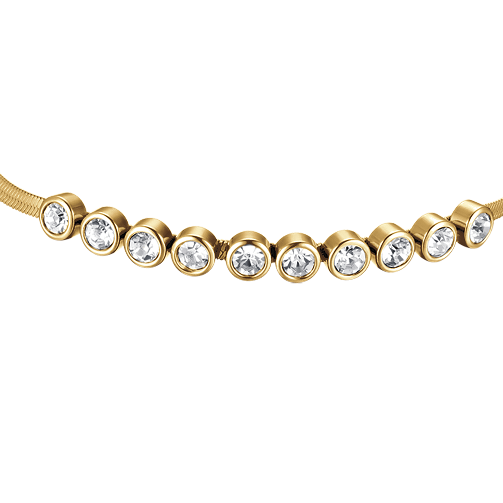 BRACELET POUR FEMME EN ACIER D'OR AVEC PIERRES BLANCHES Luca Barra