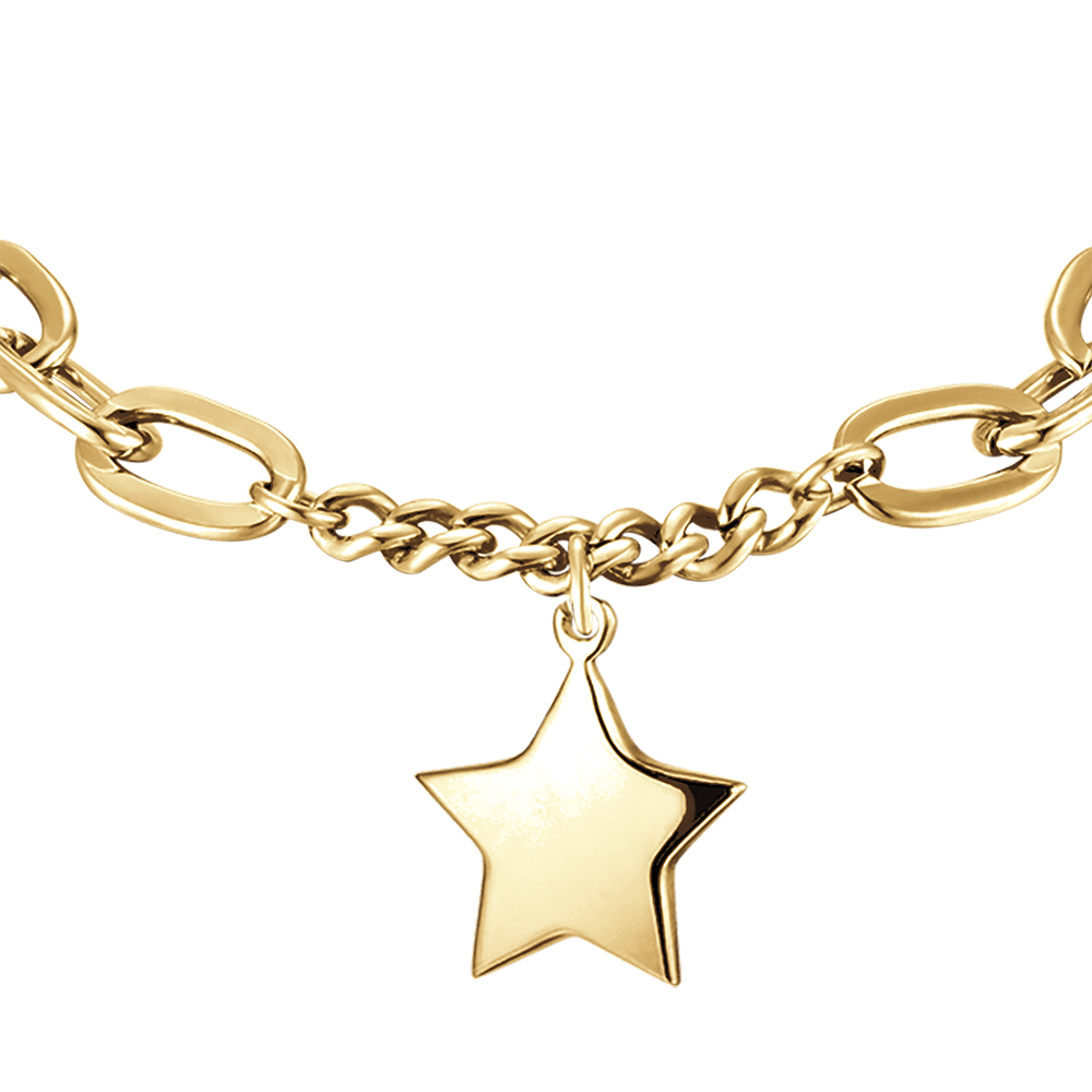 BRACELET FEMME EN ACIER ET OR IP AVEC ÉTOILE PLEINE