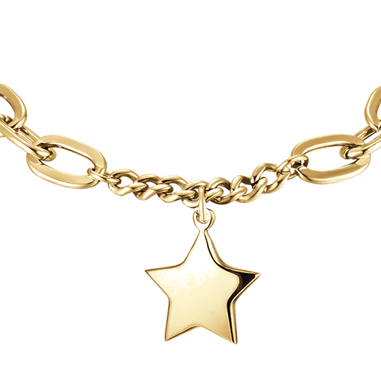 BRACELET FEMME EN ACIER ET OR IP AVEC ÉTOILE PLEINE