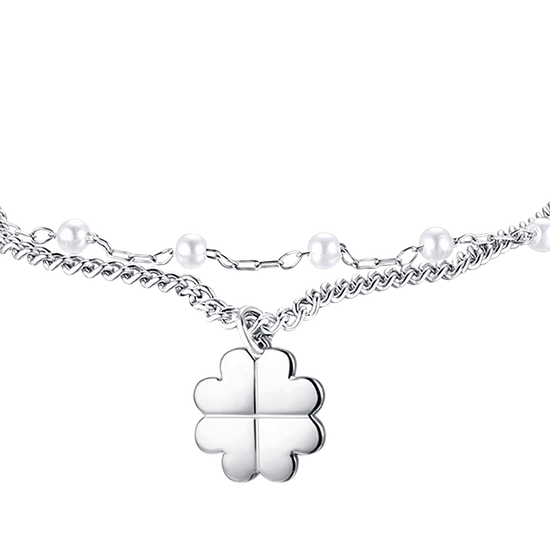 BRACCIALE DONNA IN ACCIAIO IP GOLD CON QUADRIFOGLIO