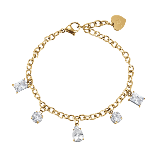 BRACELET POUR FEMME EN ACIER OR IP AVEC CRISTAUX BLANCS Luca Barra