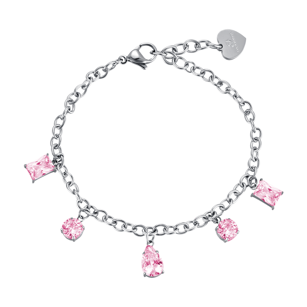 BRACELET POUR FEMME EN ACIER AVEC CRISTAUX ROSE Luca Barra