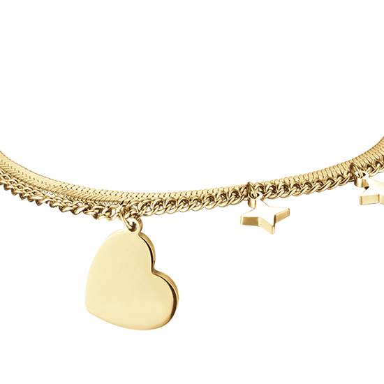 BRACELET FEMME EN ACIER DORÉ IP AVEC CŒUR