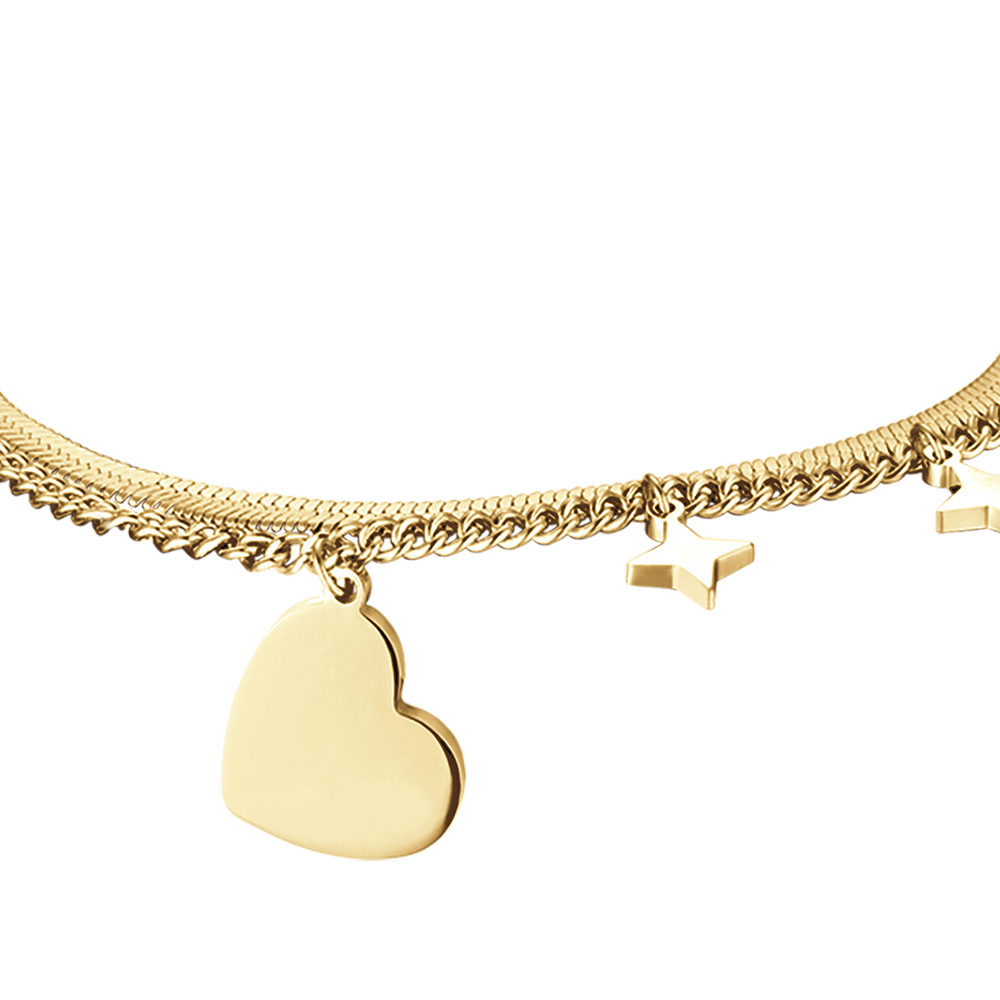 BRACELET FEMME EN ACIER DORÉ IP AVEC CŒUR