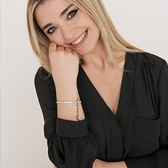 BRACELET TENNIS POUR FEMME EN ACIER AVEC CRISTAUX BLANCS