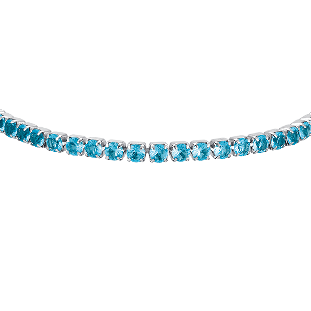 BRACELET TENNIS FEMME EN ACIER AVEC CRISTAUX BLEUS