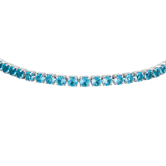 BRACELET TENNIS FEMME EN ACIER AVEC CRISTAUX BLEUS