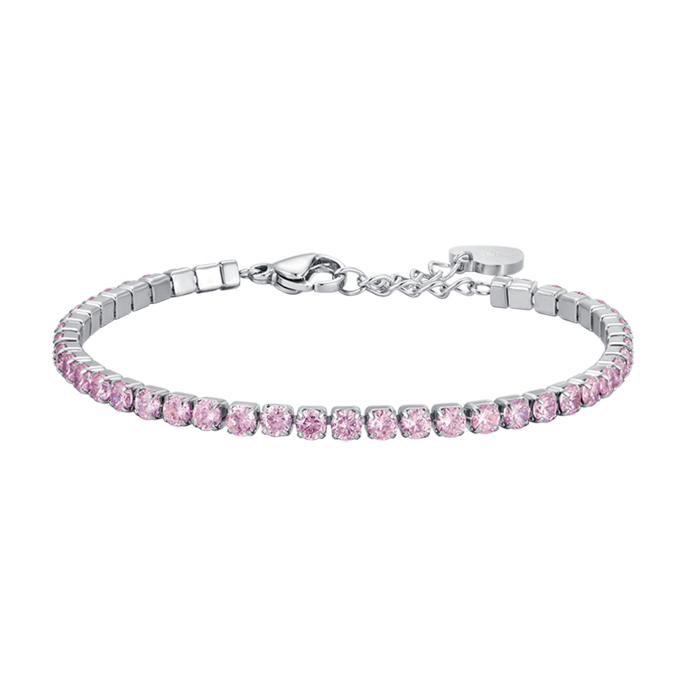 BRACELET TENNIS POUR FEMMES EN ACIER AVEC CRISTAUX ROSE Luca Barra