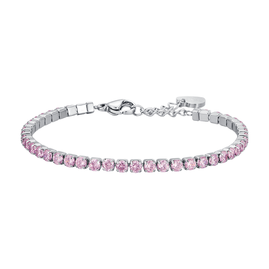 BRACELET TENNIS POUR FEMMES EN ACIER AVEC CRISTAUX ROSE Luca Barra