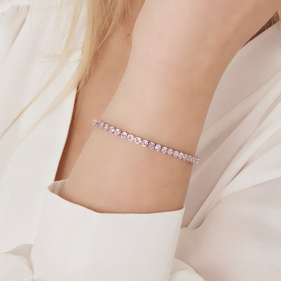 BRACELET TENNIS POUR FEMMES EN ACIER AVEC CRISTAUX ROSE Luca Barra