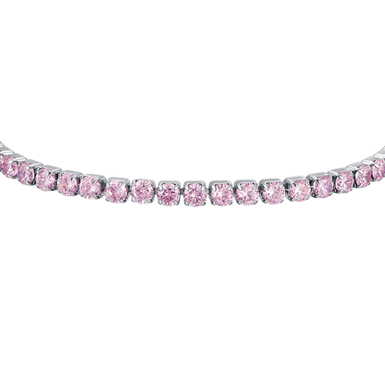 BRACELET TENNIS EN ACIER POUR FEMME AVEC CRISTAUX ROSES