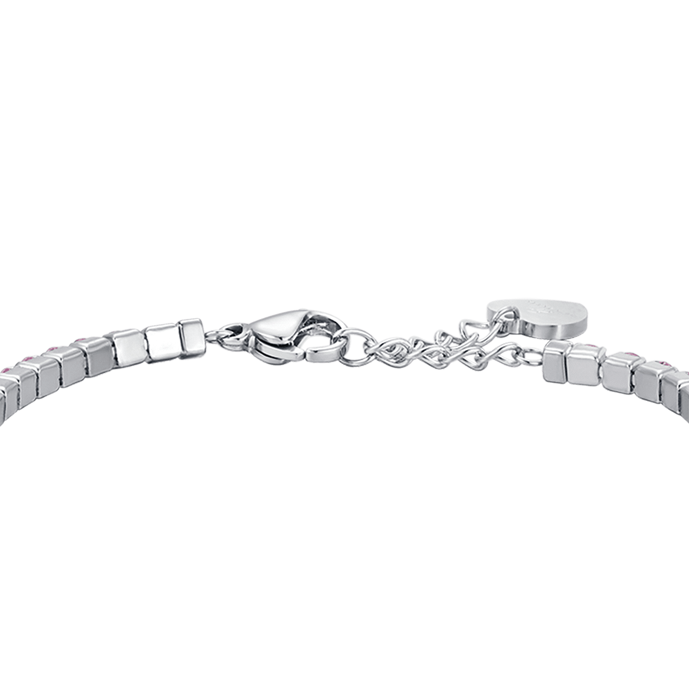 BRACELET TENNIS EN ACIER POUR FEMME AVEC CRISTAUX ROSES