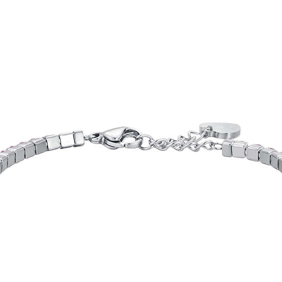 BRACELET TENNIS EN ACIER POUR FEMME AVEC CRISTAUX ROSES