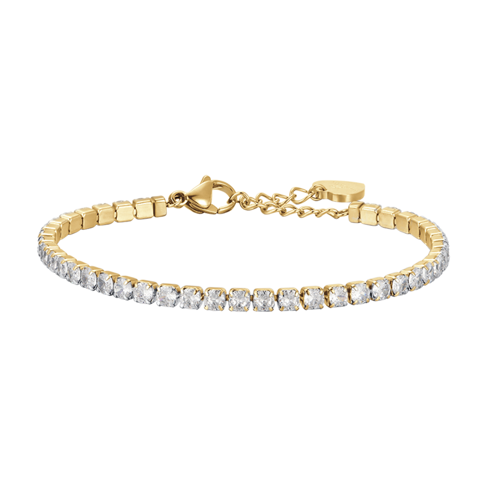 BRACELET TENNIS POUR FEMME EN ACIER OR IP AVEC CRISTAUX BLANCS Luca Barra