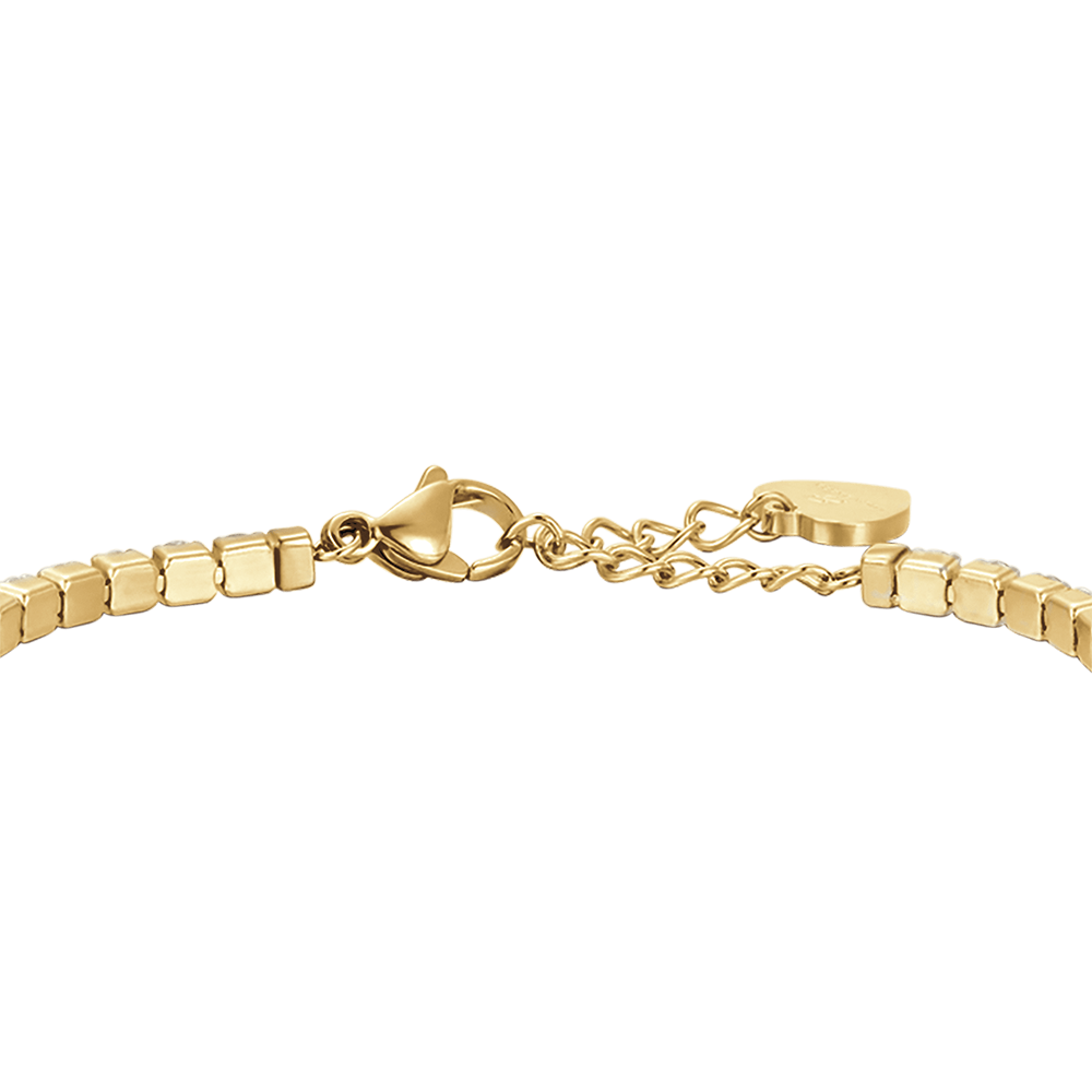BRACELET TENNIS POUR FEMME EN ACIER ET OR IP AVEC CRISTAUX BLANCS