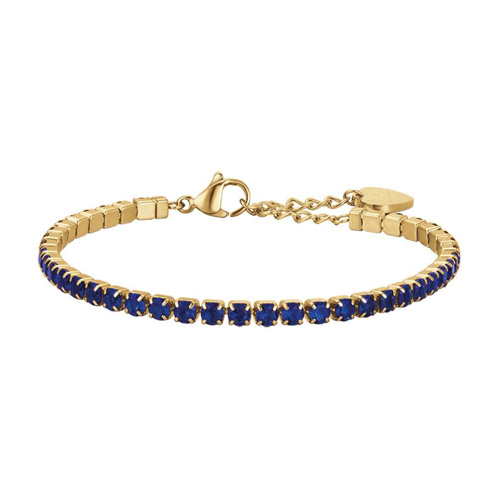 BRACELET TENNIS POUR FEMME EN ACIER OR IP AVEC CRISTAUX BLEUS Luca Barra