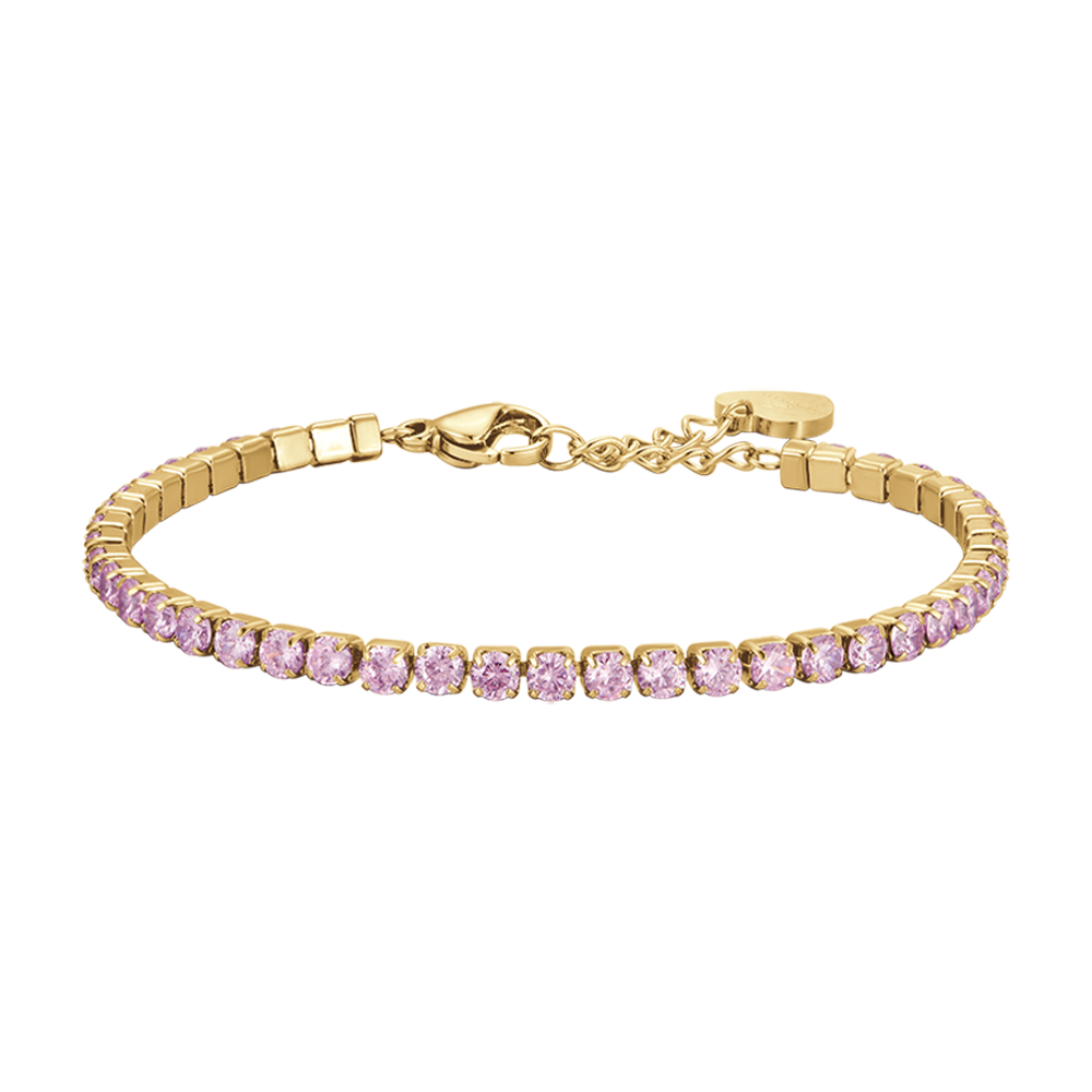 BRACELET TENNIS POUR FEMME EN ACIER OR IP AVEC CRISTAUX ROSE Luca Barra