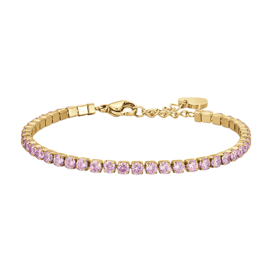 BRACELET TENNIS POUR FEMME EN ACIER OR IP AVEC CRISTAUX ROSE Luca Barra