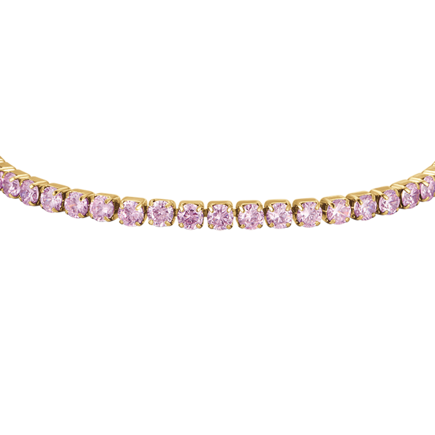 BRACELET TENNIS ACIER OR IP POUR FEMME AVEC CRISTAUX ROSES