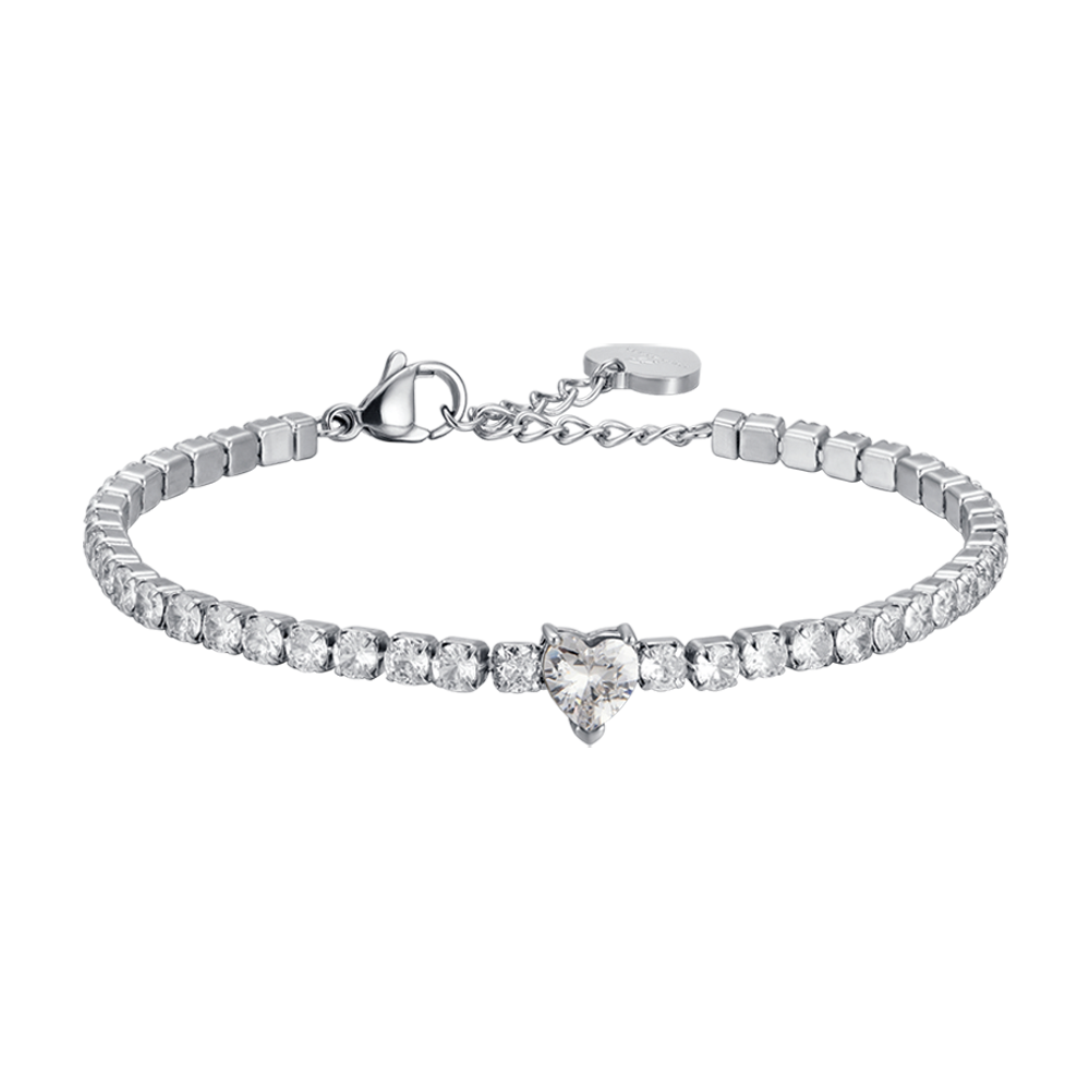 BRACELET POUR FEMME EN ACIER AVEC CRYSTAUX BLANCS ET COEUR EN CRYSTAUX Luca Barra