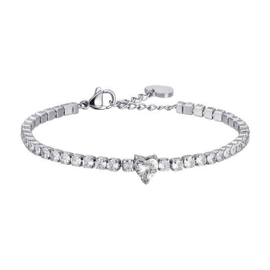 BRACELET POUR FEMME EN ACIER AVEC CRYSTAUX BLANCS ET COEUR EN CRYSTAUX Luca Barra