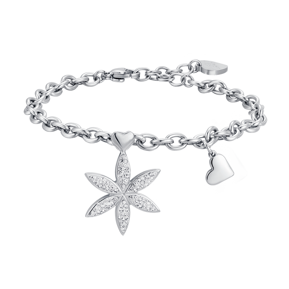 BRACELET EN ACIER POUR FEMME AVEC FLEUR DE VIE AVEC CRISTAUX BLANCS Luca Barra