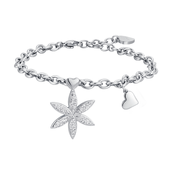 BRACELET EN ACIER POUR FEMME AVEC FLEUR DE VIE AVEC CRISTAUX BLANCS Luca Barra