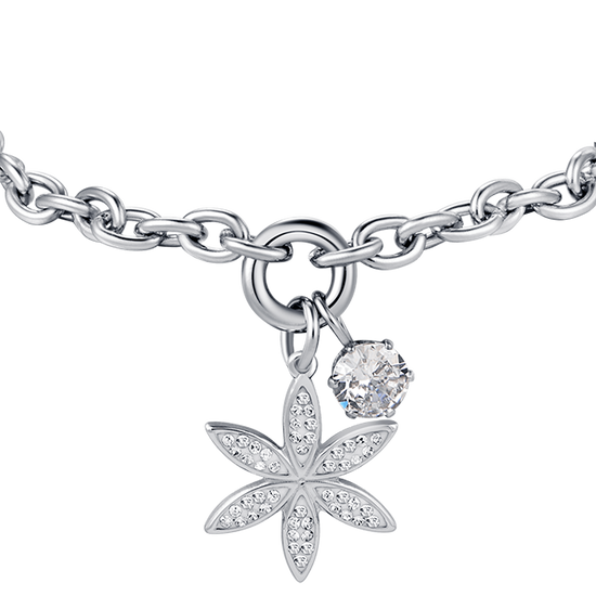 BRACELET FEMME EN ACIER AVEC FLEUR DE VIE AVEC CRISTAUX BLANCS