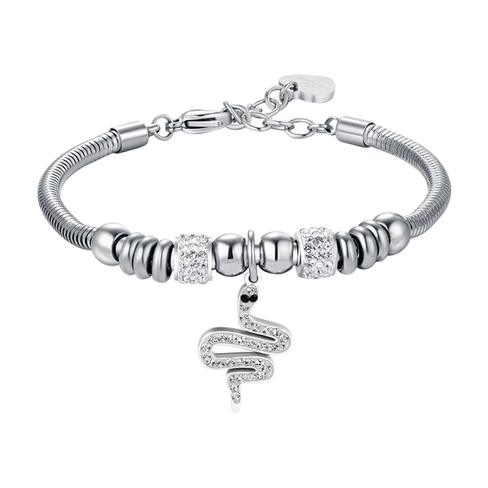 BRACELET POUR FEMME EN ACIER AVEC SERPENT AVEC CRISTAUX BLANCS Luca Barra